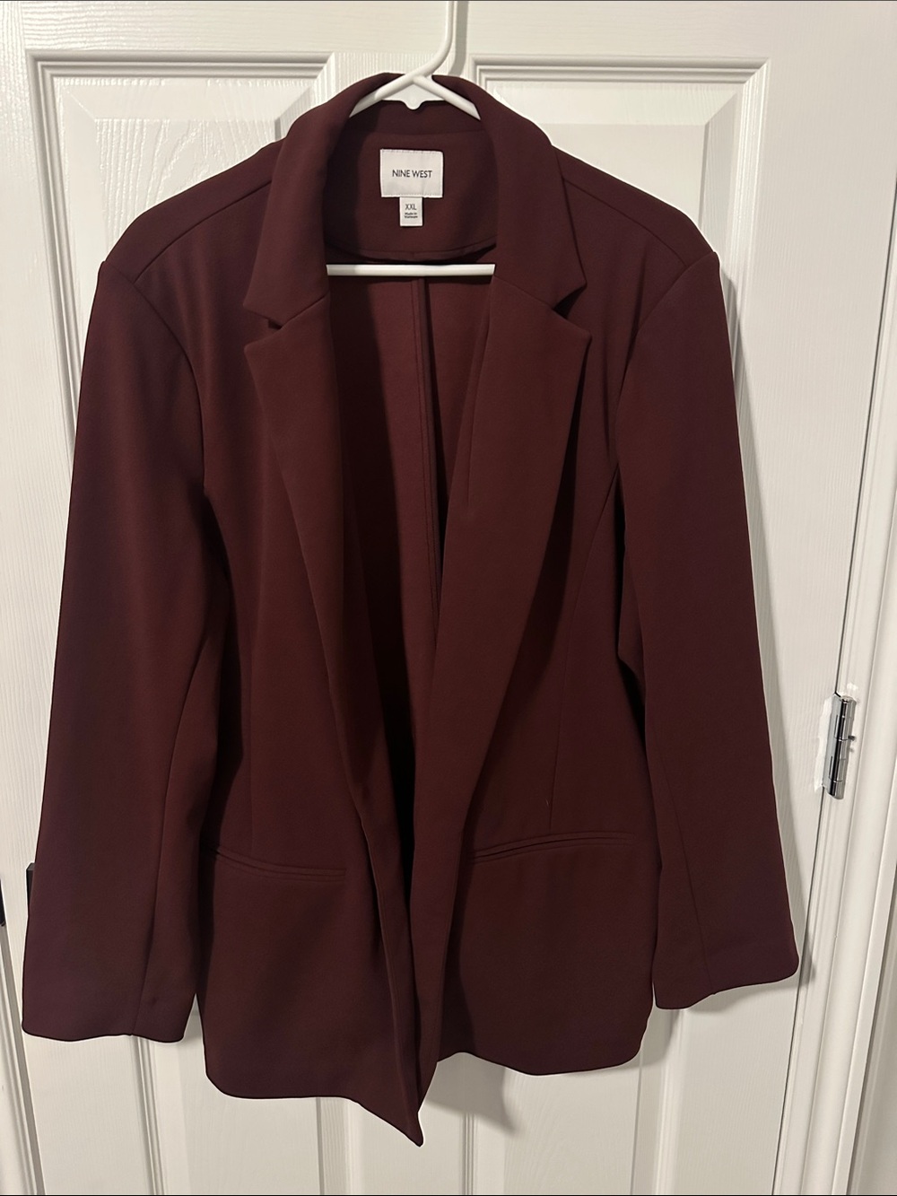 Nine West Maroon Open-Front Blazer Jacket